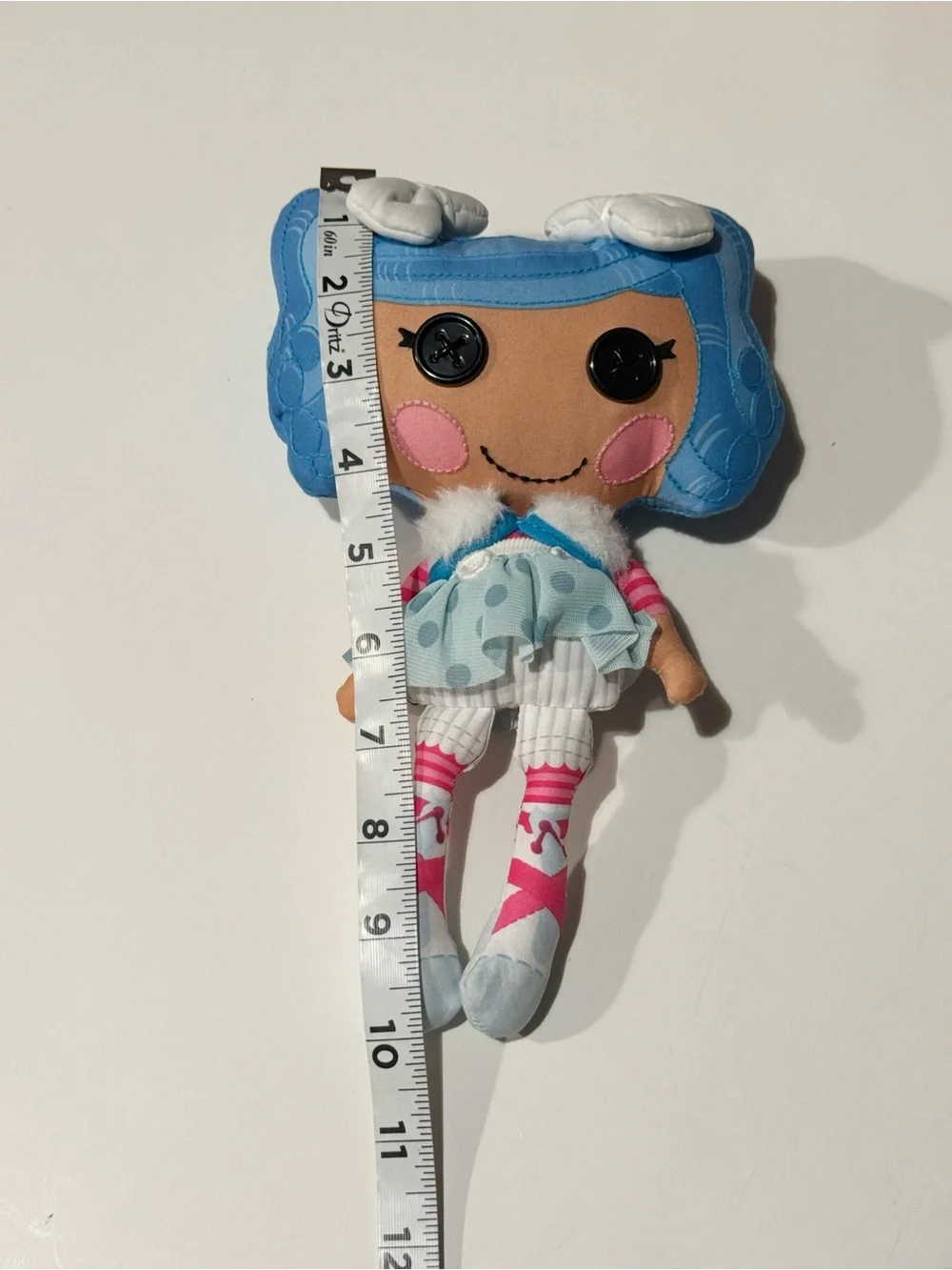 Lalaloopsy Doll Blue Hair Mittens Fluff N Stuff cloth Button Eyes